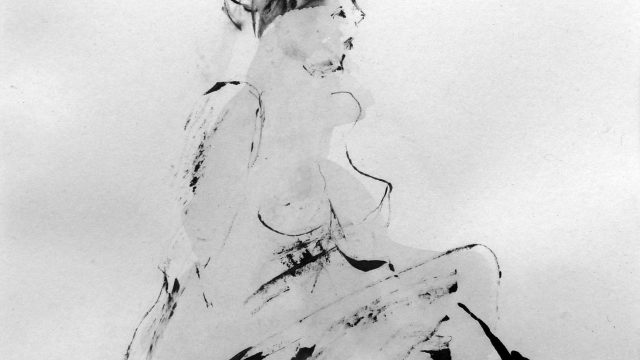 Sitzender Akt, 2025, Tusche, ca. 50 x 35 cm