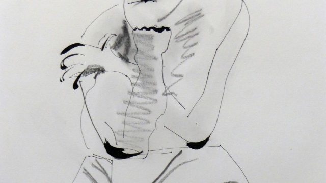 Porträt, 2023, Kohle/Tusche, 50 x 35 cm