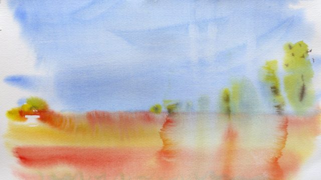 Himmel und Landschaft abstrakt, 2026, Aquarell, 36 x 48 cm