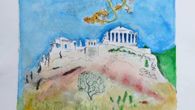 Akropolis, 2011, Lithografie farbig, 39 x 53 cm Blatt