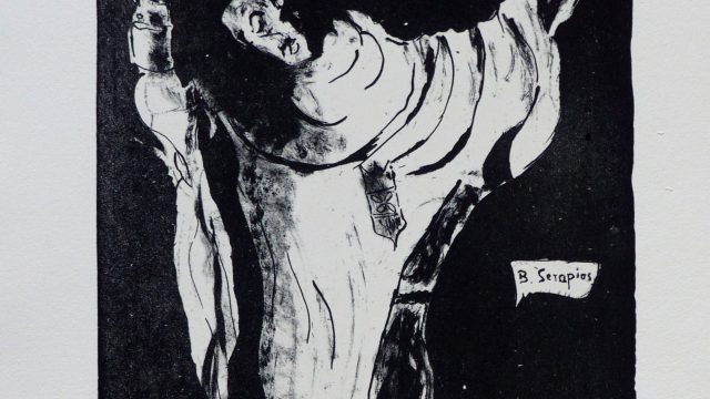 B. Serapios 1/4, 2013, Lithografie schwarz-weiß, 53 x 39 cm Blatt