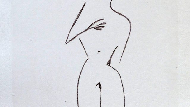 Akt, 2010, Lithografie schwarz-weiß, 53 x 39 cm Blatt
